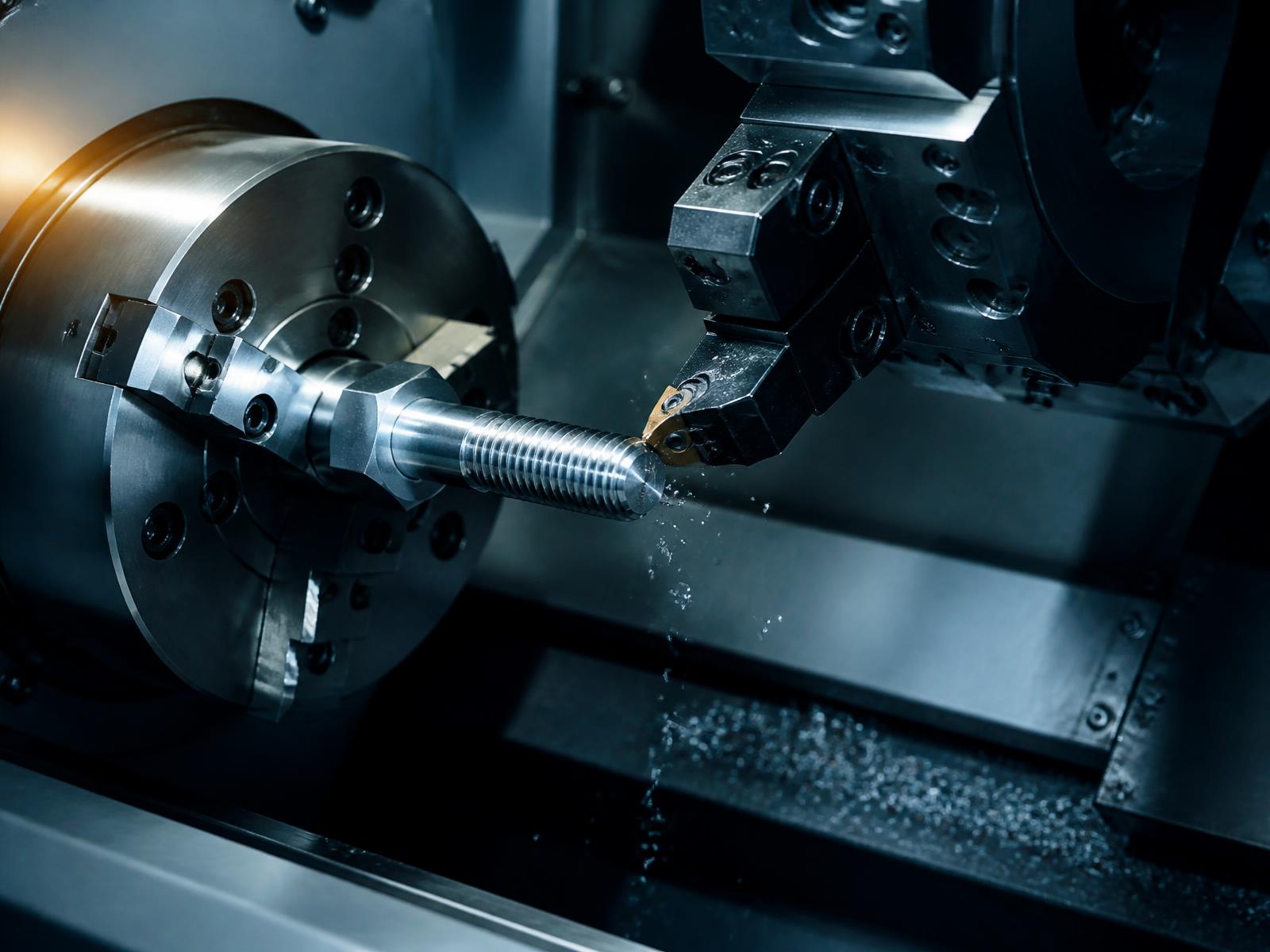 Precision machining of an industrial steel fastener